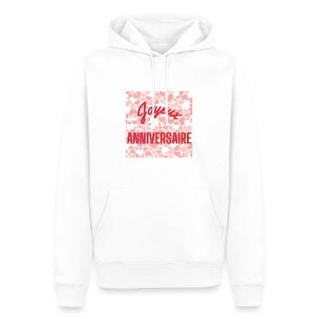 GEBURTSTAG, ALLES GUTE ZUM GEBURTSTAG, ALLES GUTE ZUM GEBURTSTAG - Männer Premium Bio Hoodie - Weiß - Vorne - Nico (187cm)