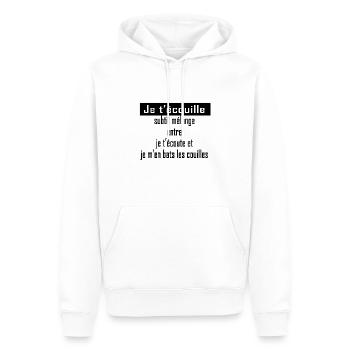 Je t écouille - Sweat à capuche Premium bio Homme - blanc - Devant - Nico (187cm)