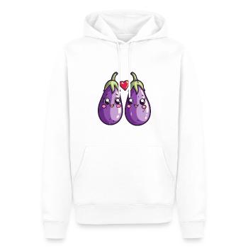 Aubergine Paar Liebe Herz Valentinstag - Männer Premium Bio Hoodie - Weiß - Vorne - Nico (187cm)