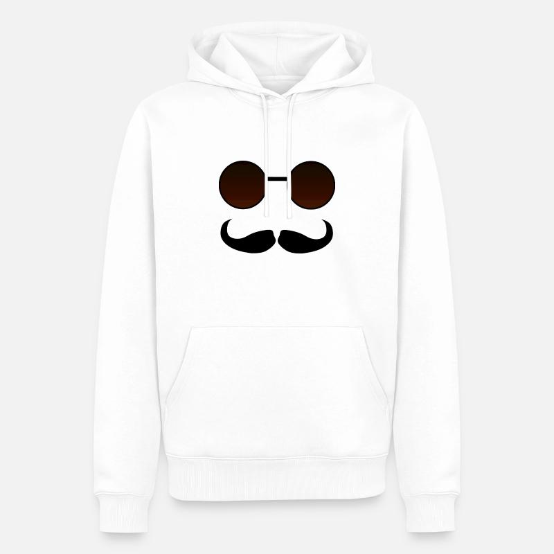 Hispter Schnurrbart und Brille - Männer Premium Bio Hoodie - Weiß