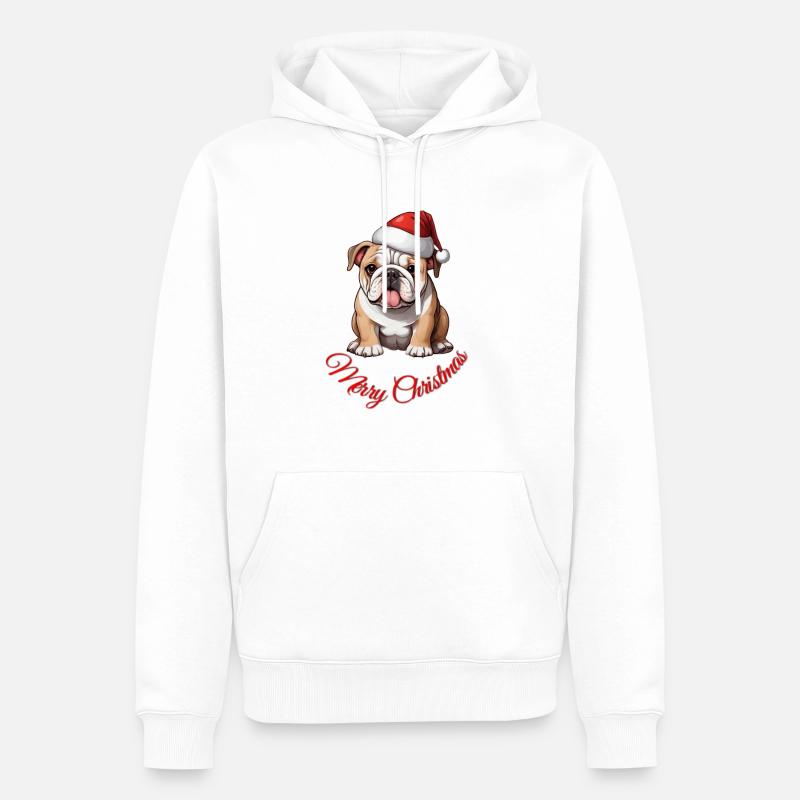 Weihnachts-Bulldogge - Männer Premium Bio Hoodie - Weiß