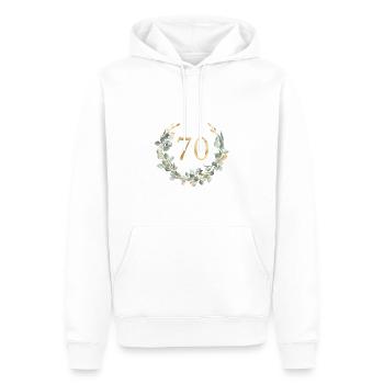 Number 70, eucalyptus wreath, customizable - Men’s Premium Organic Hoodie - white - Front - Nico (187cm)