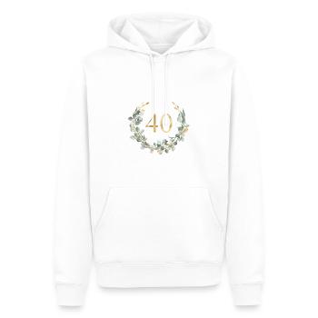 Number 40, eucalyptus wreath, customizable - Men’s Premium Organic Hoodie - white - Front - Nico (187cm)