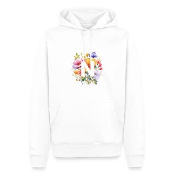 N monogramme, Bouquet coloré - Sweat à capuche Premium bio Homme - blanc - Devant - Nico (187cm)