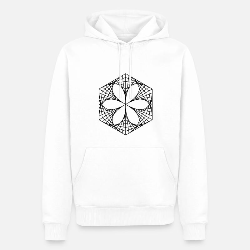 Fleur abstraite dans l’hexagone - Sweat à capuche Premium bio Homme - blanc