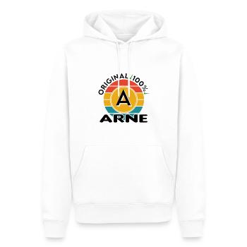 Arne - Männer Premium Bio Hoodie - Weiß - Vorne - Nico (187cm)
