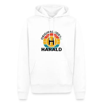 Harald - Männer Premium Bio Hoodie - Weiß - Vorne - Nico (187cm)