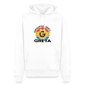 Greta - Männer Premium Bio Hoodie - Weiß - Vorne - Nico (187cm)