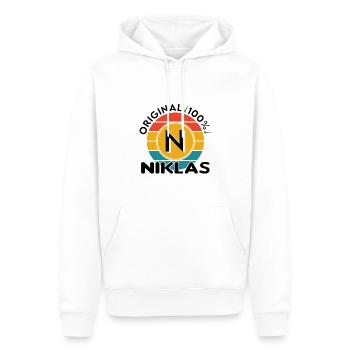 Niklas - Männer Premium Bio Hoodie - Weiß - Vorne - Nico (187cm)