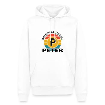 Peter - Männer Premium Bio Hoodie - Weiß - Vorne - Nico (187cm)