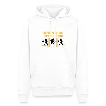 jouer au pickleball améliore la mémoire - Sweat à capuche Premium bio Homme - blanc - Devant - Nico (187cm)