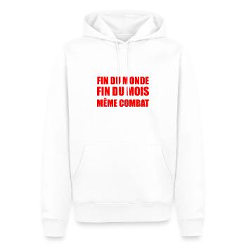 fin du monde fin du mois même combat - Sweat à capuche Premium bio Homme - blanc - Devant - Nico (187cm)