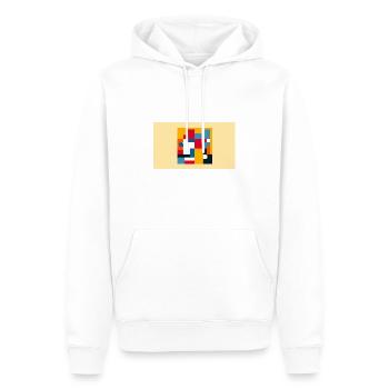 Harmonisierung der geometrischen Abstraktion: Ein zeitgenössisches - Männer Premium Bio Hoodie - Weiß - Vorne - Nico (187cm)