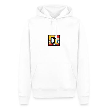 "Harmonie in Primärfarben: Eine Zusammenfassung - Männer Premium Bio Hoodie - Weiß - Vorne - Nico (187cm)