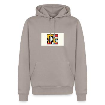« L’harmonie dans les couleurs primaires : un résumé - Sweat à capuche Premium bio Homme - taupe - Devant - Nico (187cm)