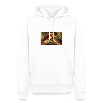 "Eine Symphonie der Farben: Ein leidenschaftlicher Tanz der - Männer Premium Bio Hoodie - Weiß - Vorne - Nico (187cm)