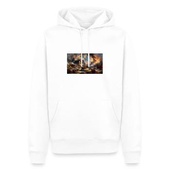 "Fiery Embrace: A Sensational Blend of Colors and - Men’s Premium Organic Hoodie - white - Front - Nico (187cm)