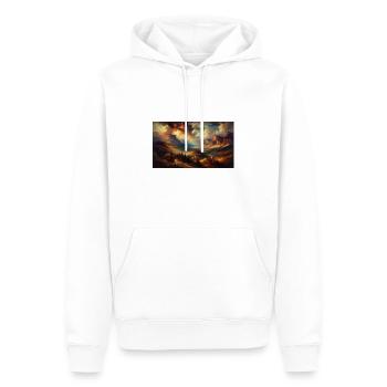 "Explosions of Colors: A Fiery Symphony in the - Men’s Premium Organic Hoodie - white - Front - Nico (187cm)