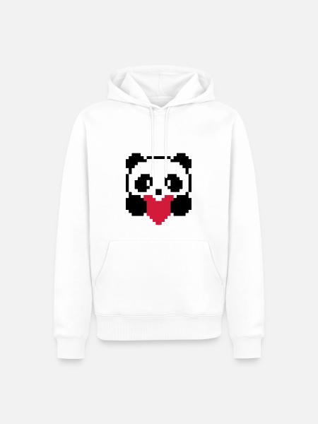 panda-coeur - Sweat à capuche Premium bio Homme - blanc