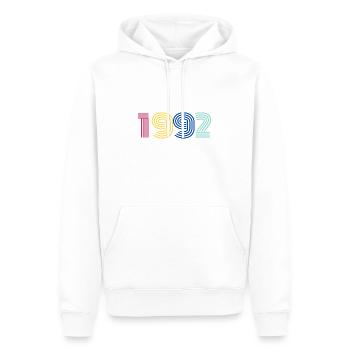 1992 -Dude- - Männer Premium Bio Hoodie - Weiß - Vorne - Nico (187cm)