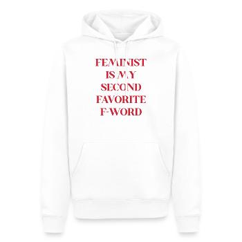 Feminist ist meine zweite Lieblings-F-Wort-Grafik - Männer Premium Bio Hoodie - Weiß - Vorne - Nico (187cm)