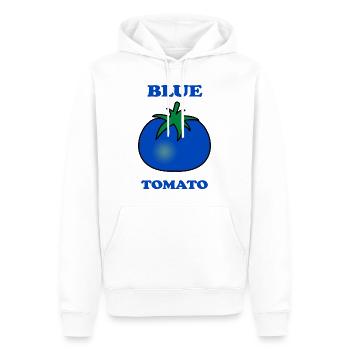 blaue Tomate lustiges Motiv mit blauer Tomate - Männer Premium Bio Hoodie - Weiß - Vorne - Nico (187cm)