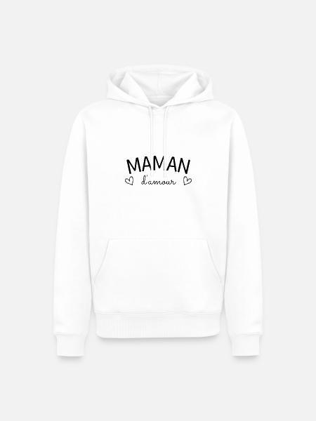 Maman d'amour - Sweat à capuche Premium bio Homme - blanc