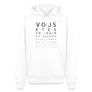 vous avez - Sweat à capuche Premium bio Homme - blanc - Devant - Nico (187cm)