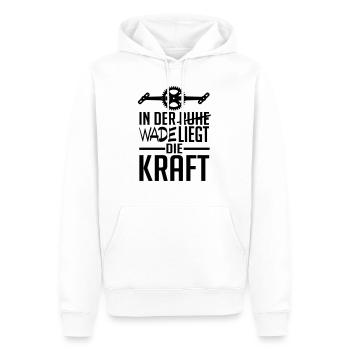 In der Wade liegt die Kraft - Männer Premium Bio Hoodie - Weiß - Vorne - Nico (187cm)
