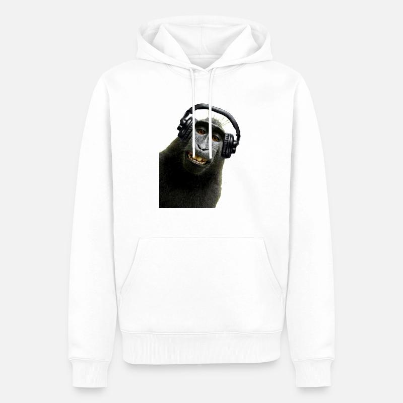 Hemd Monkey Music von Custom - Männer Premium Bio Hoodie - Weiß