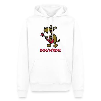 dog_n_roll_b_3c_white - Männer Premium Bio Hoodie - Weiß - Vorne - Nico (187cm)