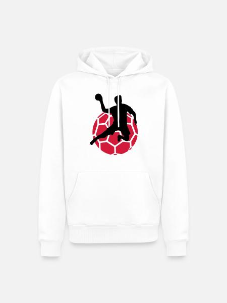 handball - Sweat à capuche Premium bio Homme - blanc