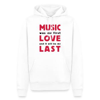 music was my first love 2 colors - Sweat à capuche Premium bio Homme - blanc - Devant - Nico (187cm)