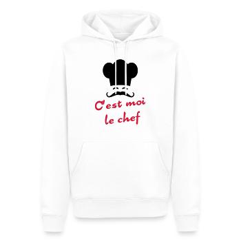 C'est moi le chef - Sweat à capuche Premium bio Homme - blanc - Devant - Nico (187cm)