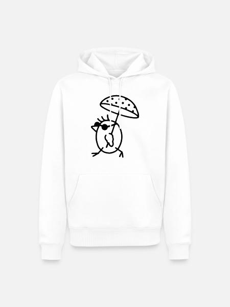 Vogel mit Sonnenschirm - Männer Premium Bio Hoodie - Weiß