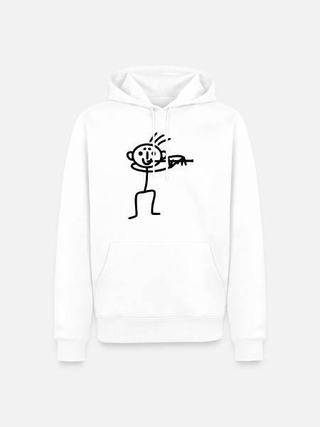 Stick Figure Flute - Men’s Premium Organic Hoodie - white
