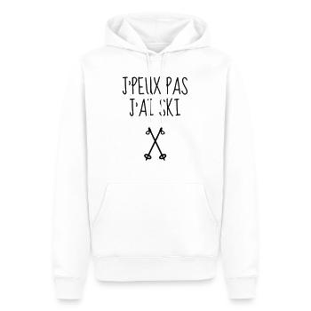 Ski Skieur Sport Sportif Skier Montagne - Sweat à capuche Premium bio Homme - blanc - Devant - Nico (187cm)