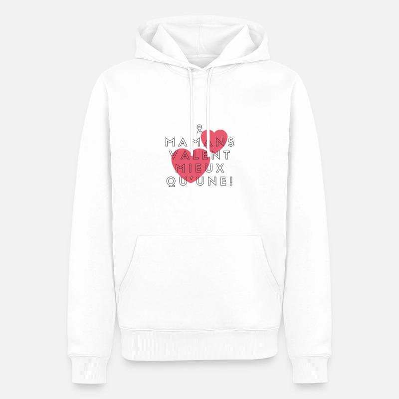 2 Mamans Valent Mieux Qu'Une - Sweat à capuche Premium bio Homme - blanc