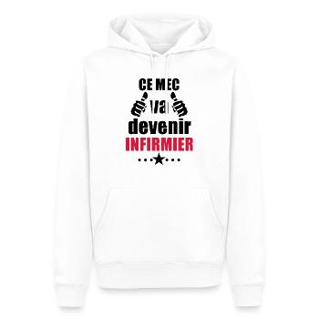 Ce mec va devenir infirmier - futur infirmier - Sweat à capuche Premium bio Homme - blanc - Devant - Nico (187cm)