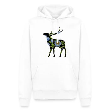 Hirsch - Männer Premium Bio Hoodie - Weiß - Vorne - Nico (187cm)