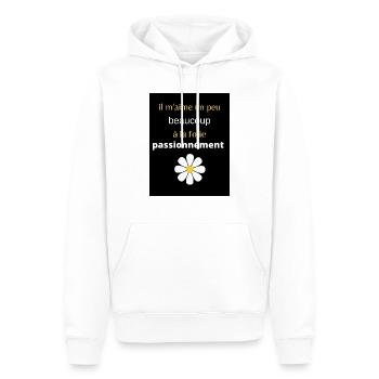 il m aime un peu beaucoup a la folie passionnément - Sweat à capuche Premium bio Homme - blanc - Devant - Nico (187cm)