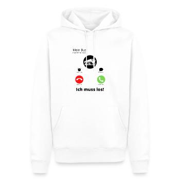 Mein Bus ruft an, ich muss los! - Männer Premium Bio Hoodie - Weiß - Vorne - Nico (187cm)