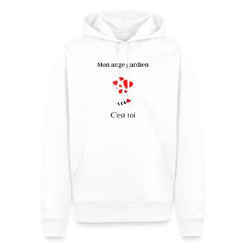 Mon ange gardien c'est toi - Sweat à capuche Premium bio Homme - blanc - Devant - Nico (187cm)