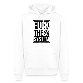Texte baise le système - Sweat à capuche Premium bio Homme - blanc - Devant - Nico (187cm)