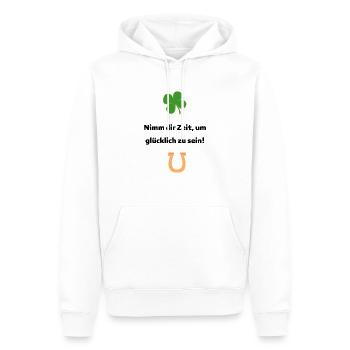 Nimm dir Zeit um glücklich zu sein - Männer Premium Bio Hoodie - Weiß - Vorne - Nico (187cm)