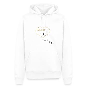 MUSIC IS LIFE Design - Männer Premium Bio Hoodie - Weiß - Vorne - Nico (187cm)