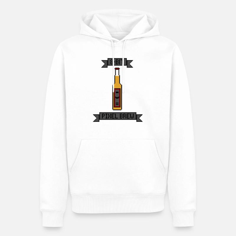 Bière Pixel rétro 8 bits - Sweat à capuche Premium bio Homme - blanc