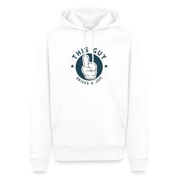This Guy drives a JDM - Männer Premium Bio Hoodie - Weiß - Vorne - Nico (187cm)
