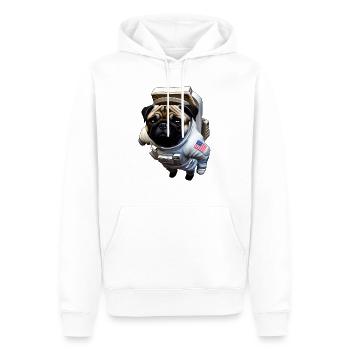 Pug floating in space - Men’s Premium Organic Hoodie - white - Front - Nico (187cm)