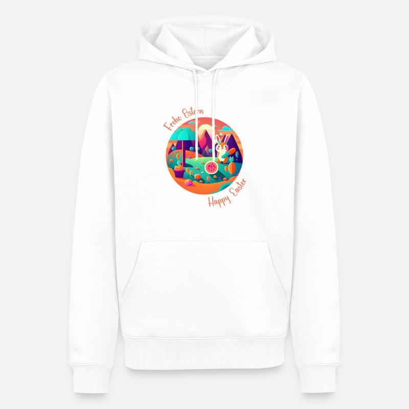 Joyeuses Pâques | Joyeuses Pâques | Illustration - Sweat à capuche Premium bio Homme - blanc
